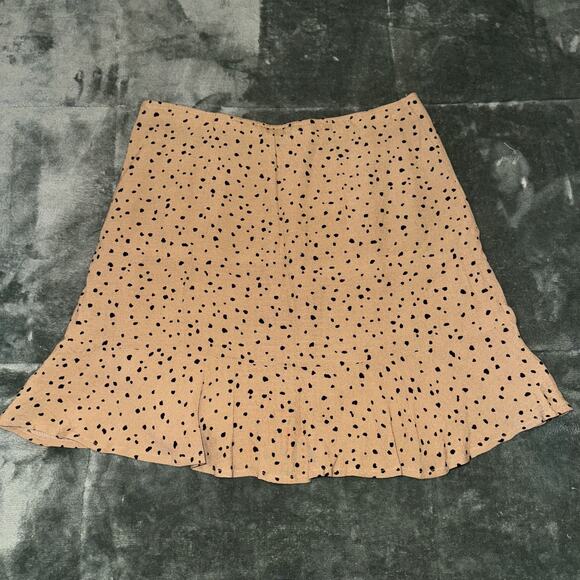 Abercrombie & Fitch Wrap Skirt Women's Medium Tan Black Animal Print Side Zip - Picture 7 of 7